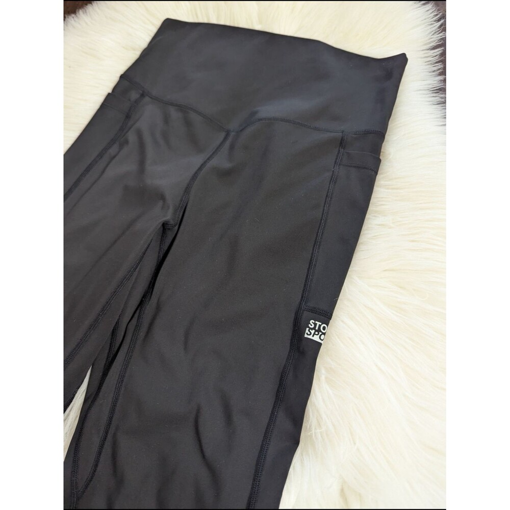 Storq Sport Black Maternity Athletic Leggings Media Pocket Size 3 M Medium - Picture 2 of 6